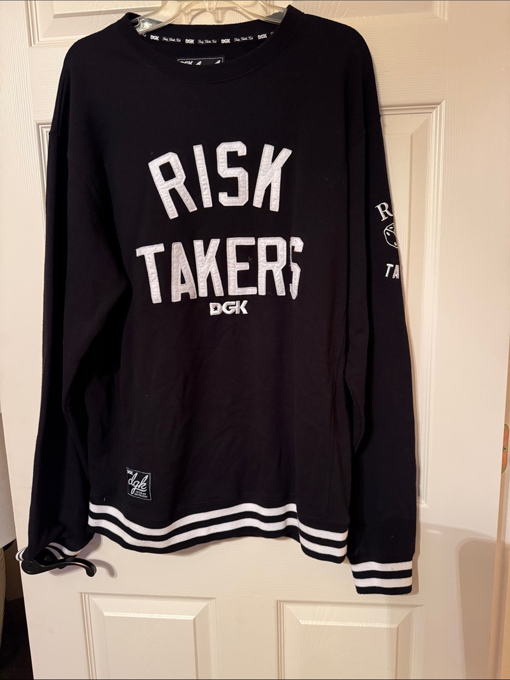 DGK Black Crewneck Sweatshirt with White 'RISK TAKER' Lettering